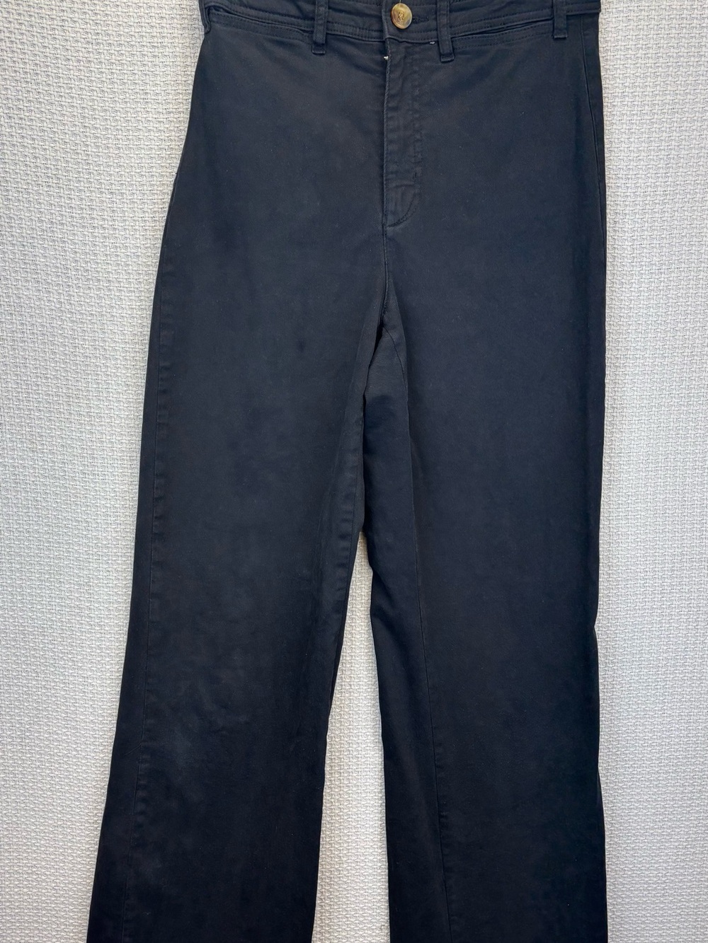 Marine Layer Bridget Twill Flare Pants High Rise Size 6/30” Inseam Black Stretch